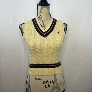 kids Polo by Ralph Lauren Cream Knit Vest with Blue and Red Accents